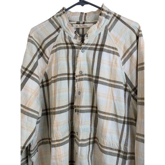 We The Free Womens L Plaid Button-Down Long Sleeve Shirt Shacket EUC 8130 - Picture 3 of 10